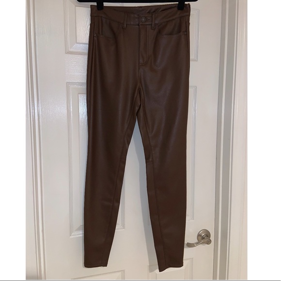 Free People Vegan Leather Long & Lean Pants in Brown - Picture 9 of 16